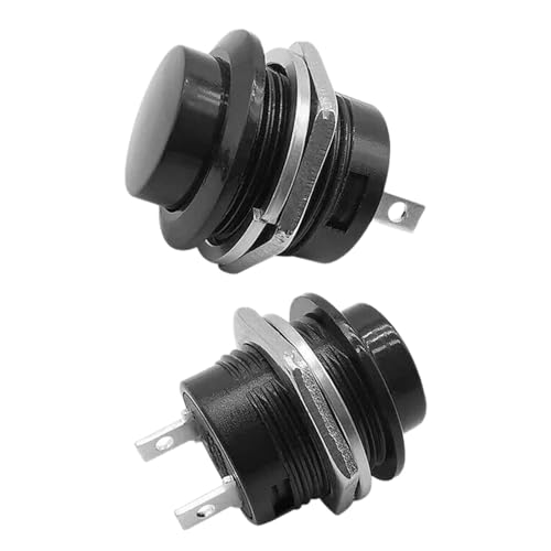 2pc Black Momentary Push Button Switches – 12v 5A for Screen Wash/Horn for Kit & Classic Cars