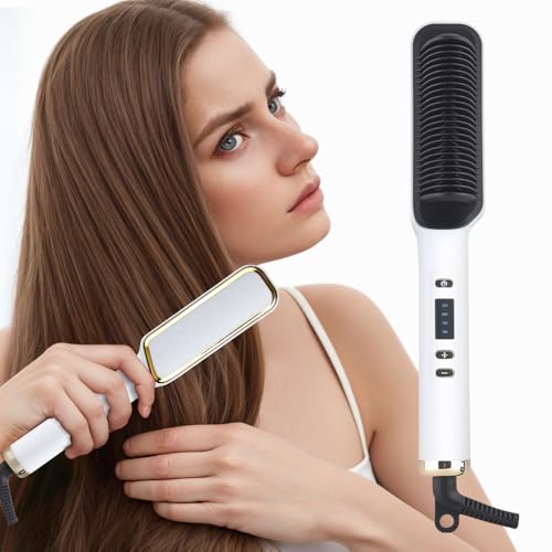 Cepillo alisador de cabello blanco con ion negativo miniatura 4