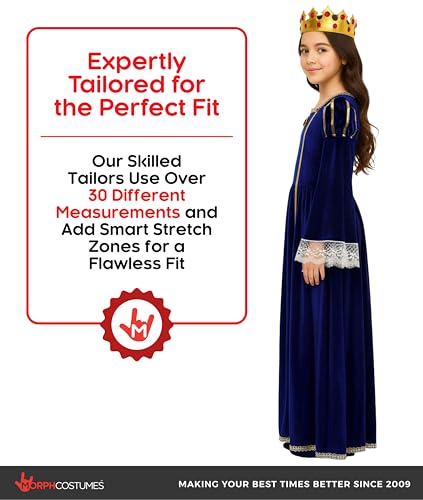 Disfraz completo de princesa medieval azul para niñas miniatura 4
