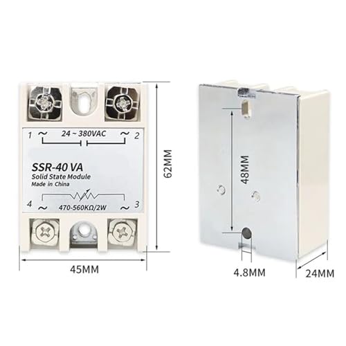 Relé regulador SSR-50VA con salida de 24-380VAC para cargas resistivas 2