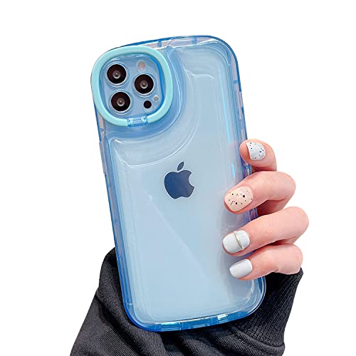 Coque iPhone 15 Pro transparente bleu antichoc avec béquille Ownest
