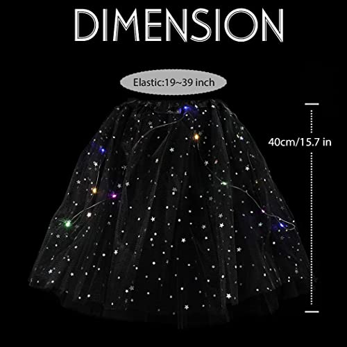 Nicute Women's Led Tutu Skirt Light Up Tutus Layered Tulle Ballet Dance Skirt Sparkly Party Tutu Costume For Women And Girls (Black With Star) #TOP2