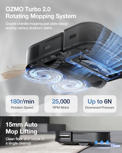 Image of ECOVACS DEEBOT X2 Combo Complete Robot Vacuum and Mop, 8700Pa Suction, 15mm Lift, Omni Station with Hot Water Mop Washing, Self-Emptying, Hot Air Drying, Auto-Refill, Obstacle Avoidance,Black