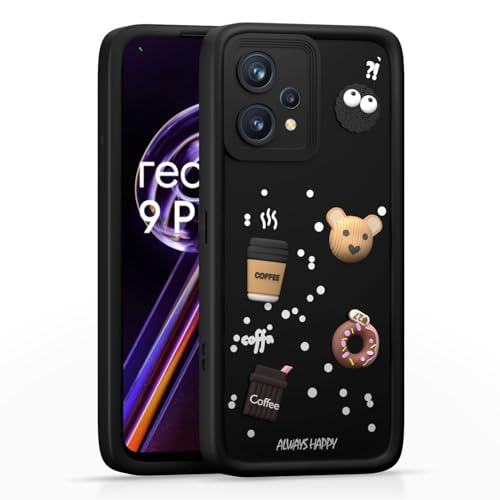 Image of Bintage Cute Fun Taddy| 3D Ball Bear| Donut| Coffee Rubber Case Full Body & Camera Protection Back Cover Compatible for Realme 9 4G - Black