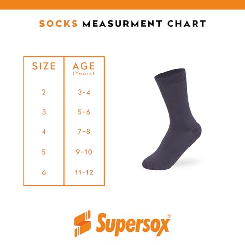 Image of Supersox Regular Length School Uniform Socks for Kids | Breathable Cotton | Anti-Odour & Moisture Absorbent | Durable Welt for All-Day Comfort | Grey Colour | Pack of 5