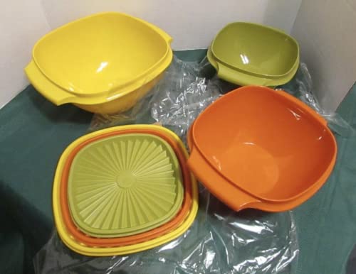 Vintage Tupperware 6 Piece Servalier Bowl Set - Green ~ 6 1/2 x 3 1/2 Inches, Orange ~ 7 x 4 Inches & Yellow ~ 8 x 4 1/2 Inches Vintage Tupperware 6 Piece Servalier Bowl Set - Green ~ 6 1/2 x 3 1/2 Inches, Orange ~ 7 x 4 Inches & Yellow ~ 8 x 4 1/2 Inches