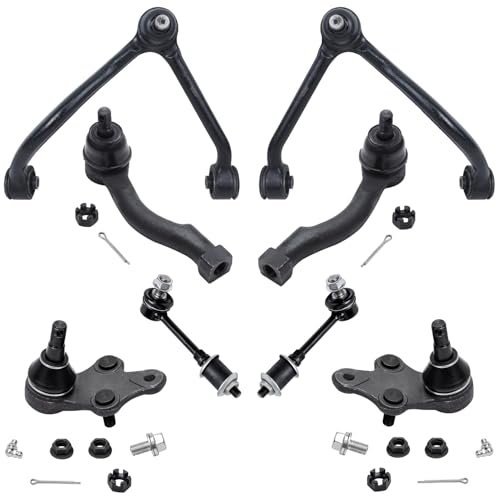 Image of Detroit Axle - 8pc Front End Suspension Kit for 2003-2004 Kia Sorento 2 Upper Control Arms w /Ball Joints 2 Lower Ball Joints 2 Sway Bar Links 2 Outer Tie Rods Replacement