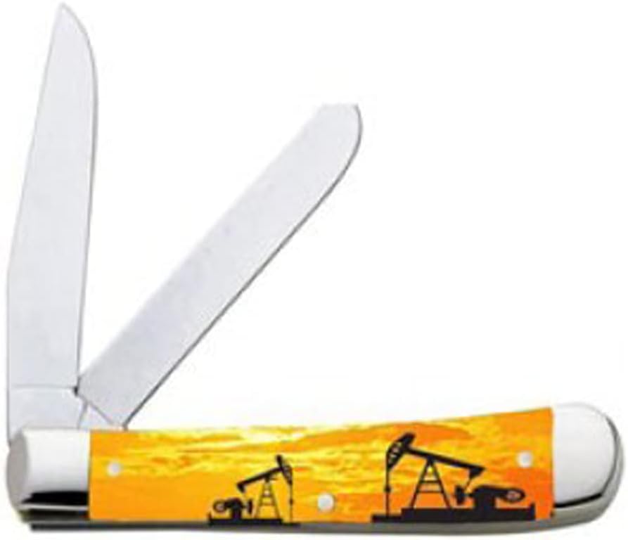 Folding Trapper Knife, Acrylic Handle (Oil Field Sunset)