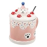 KICHOUSE 1 Satz Kuchenbecher Wasser Isoliert Groß Tragen Lustig Klein Tassen Bär Kaffeetasse Milchbecher Büro Kaffeetasse Handgefertigter Becher Kaffeetasse Süß Keramik Rosa