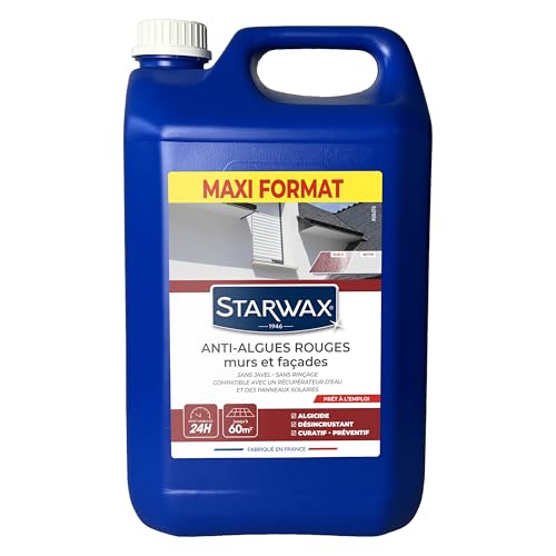STARWAX - Anti-algues Rouges Murs et Façades Prêt à l'Emploi - Sans Chlore, sans Javel - Usage Ponctuel et Curatif - Bidon en Plastique 50% recyclé...