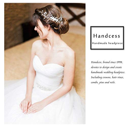 Handcess Bruid Bruiloft Kristal Hoofdbanden Zilveren Bloem Hoofddeksel Strass Bladeren Bruids Haaraccessoires voor… - Image 8