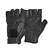 Handschoenen Fashion heren lederen handschoenen Half vinger vingerloze Stage sport rijden Solid Black Gloves (Color…
