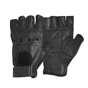 Handschoenen Fashion heren lederen handschoenen Half vinger vingerloze Stage sport rijden Solid Black Gloves (Color…