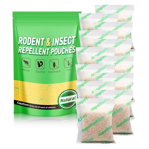 Mouse Repellent Pouches, Rodent Repellent 12-Pack Indoor & Outdoor, Peppermint Oil Rat Repellent for...
