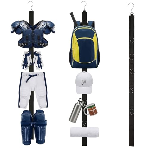 Portable Hockey Drying Rack with 5 Hooks Nylon Hockey Gear Organizer Hanging Strap Sports Hockey Equipment Drying Rack for Ice Hockey Football Lacrosse Camping Travel Gear Storage Accessories (Black)