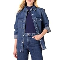 Amazon Essentials Women's Oversized-Fit Heavyweight Denim Shirt Jacket, Medium Wash, X-Large