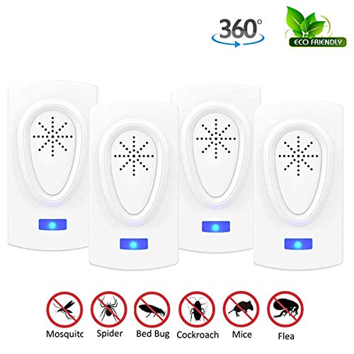 ZHENROG Lot de 4 répulsifs ultrasoniques Anti-parasites pour Souris et Insectes