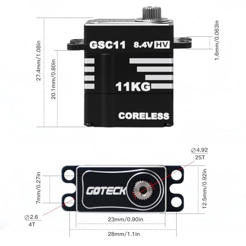 Servo de dirección GOTECK de 11KG para mejoras de SCX24 C10 JLU Bronco 1/24 RC 4
