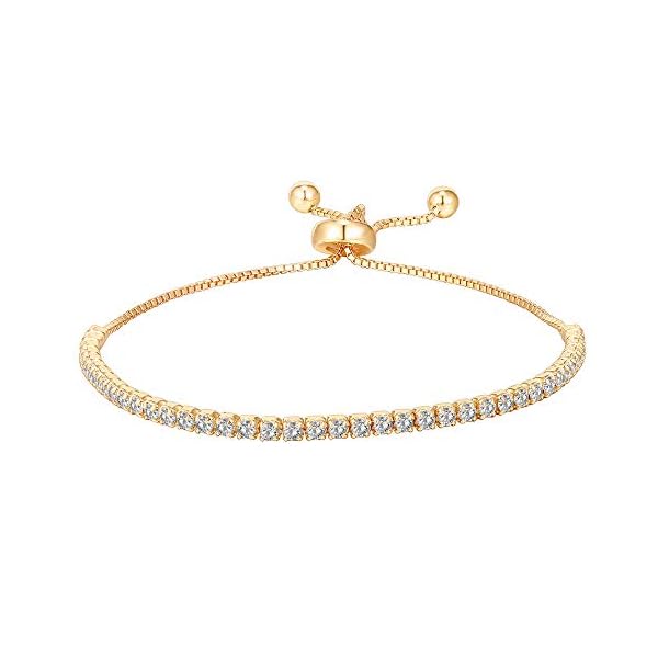 PAVOI-14K-Gold-Plated-Cubic-Zirconia-Classic-Tennis-Bracelet-for-Women-Adjustable-Slider PAVOI 14K Gold Plated Cubic Zirconia Classic Tennis Bracelet for Women in Yellow Gold
