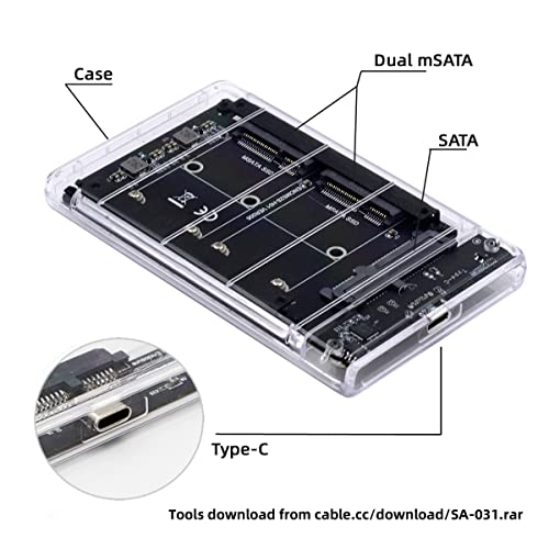 Caja externa para SSD Dual MSATA con USB 3.0 Tipo-C miniatura 5