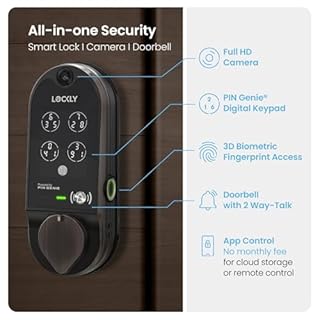 Lockly Vision Smart Lock with HD Video Doorbell, Fingerprint Door Lock for Front Door, Touchscreen Keypad, App Control, Auto Lock, No Monthly Fee - Venetian Bronze