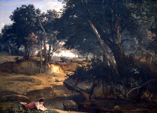 Impression sur toile Forêt de Fontainebleau chef-d'œuvre Corot 60x90cm