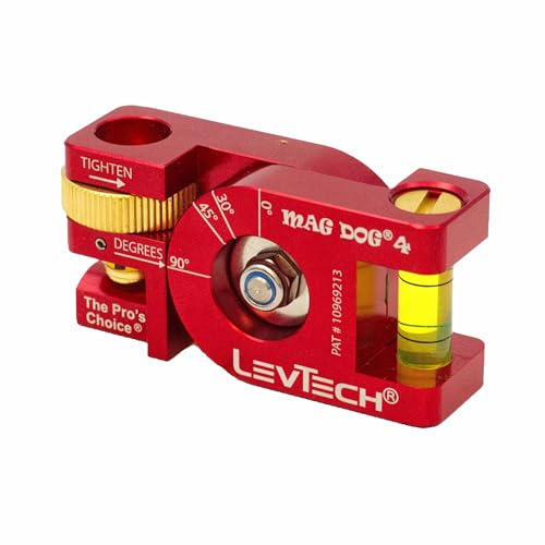 LEVTECH The PROs CHOICE MAG DOG 4 Patented Conduit Bending Level with KWIK KLIK 4 Angle Marks (0 30 45 90) | Replaceable Vial | 4 Rare Earth Magnets | ONLY 2.5 x 1.25 x .75 @ 3.5 oz