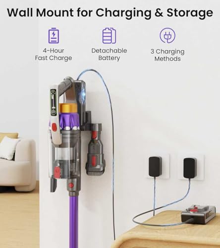 Image of NADALY Cordless Vacuum Cleaner, 650W 55KPA 70Mins Vacuum Cleaners for Home, Anti-Tangle, Self-Standing Stick Vacuum with LED Display, Lightweight Vacuum for Hardwood Floors /Pet Hair /Carpet