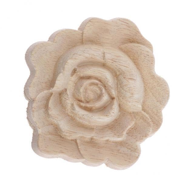 5Xflowers Shaped Wood Carved Applique Unpainted Decal Furniture Decors 7Cm Crafts | Multi-Purpose Craft Supplies | Crafting Pieces | Wooden Pieces-image-22