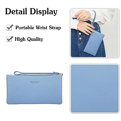 Portefeuille wristlet bleu idéal pour utiliser son smartphone sans le sortir - 4