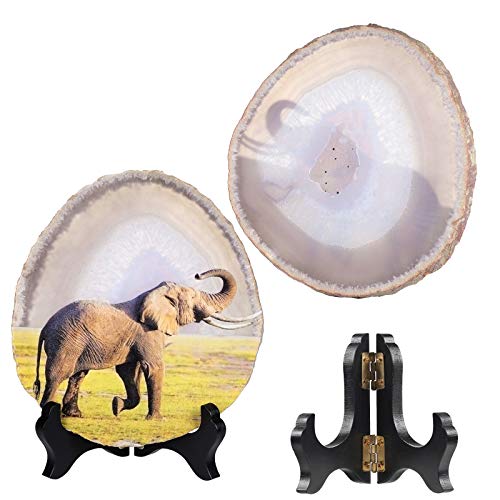 Tranche d'agate naturelle imprimée éléphant objet déco maison bureau - 3