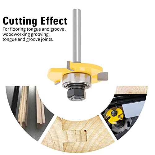 TOWOLYS 2Pcs Tongue and Groove Router Bit Set 1/4" Shank T - 3 Teeth T Shape Jointing Router Bits, 1/4 in - Image 4