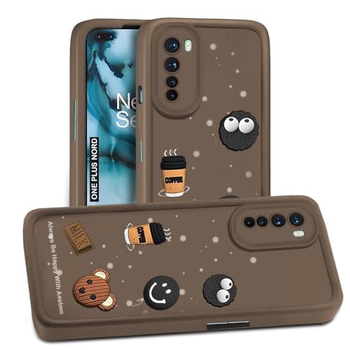 Image of AESTMO Back Case Cover | Cute Fun Cartoon 3D Ball | Coffee Silicone Case | Full Body Protection | Camera Protection Back Cover (Brown, OnePlus Nord)