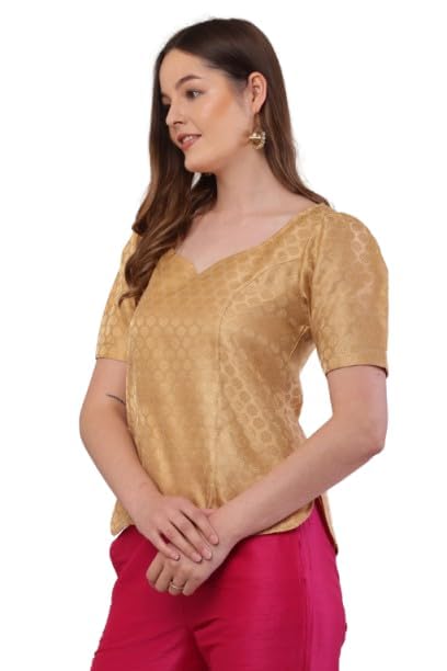 prim & style Golden Brocade Short Sleeve Koti Top-picture-45