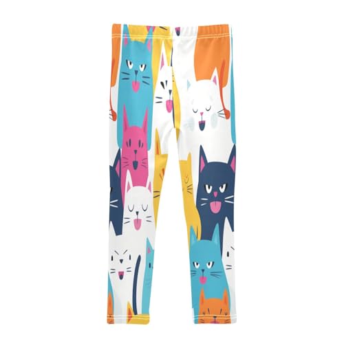 Toddler Girls Leggings Printed Yoga Pants Leggings White Yellow Pink Cat for Kids2