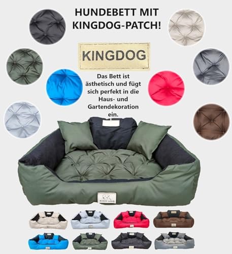 KING DOG Hundebett Grosse Hunde Waschbar Orthopädisches XXL 130 x 105 cm Hundekissen Haustierbett Hundekorb Hundecouch mit Hohem Rand Wasserdicht Material Silikon Füllung Grün