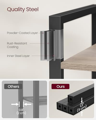 Image of VASAGLE 4-Tier Bookshelf, Bookcase with Steel Frame, Book Shelf for Living Room, Home Office, Study, 11.8 x 26 x 47 Inches, Industrial Style, Heather Greige and Ink Black ULLS060B02
