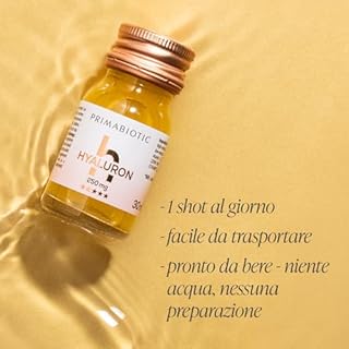 Acido Ialuronico da Bere - Primabiotic Hyaluron 250 mg | 30 Flaconcini da 30 ml (900 ml) | Integratore Liquido di Alta Qualità per la Bellezza e la Pelle del Viso | Vegano, Senza Glutine e Lattosio