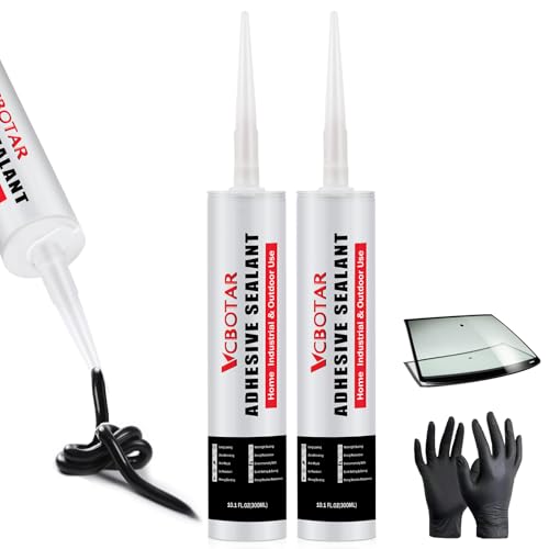 MuzeFansi Windshield Adhesive, High Adhesive Windshield Sealant, Finish for Auto Glass Repair - High Bond Strength, Fast Cure for Windshield, Car, RV, and Truck Windows,10.1 fl oz, Black?2 Pack?