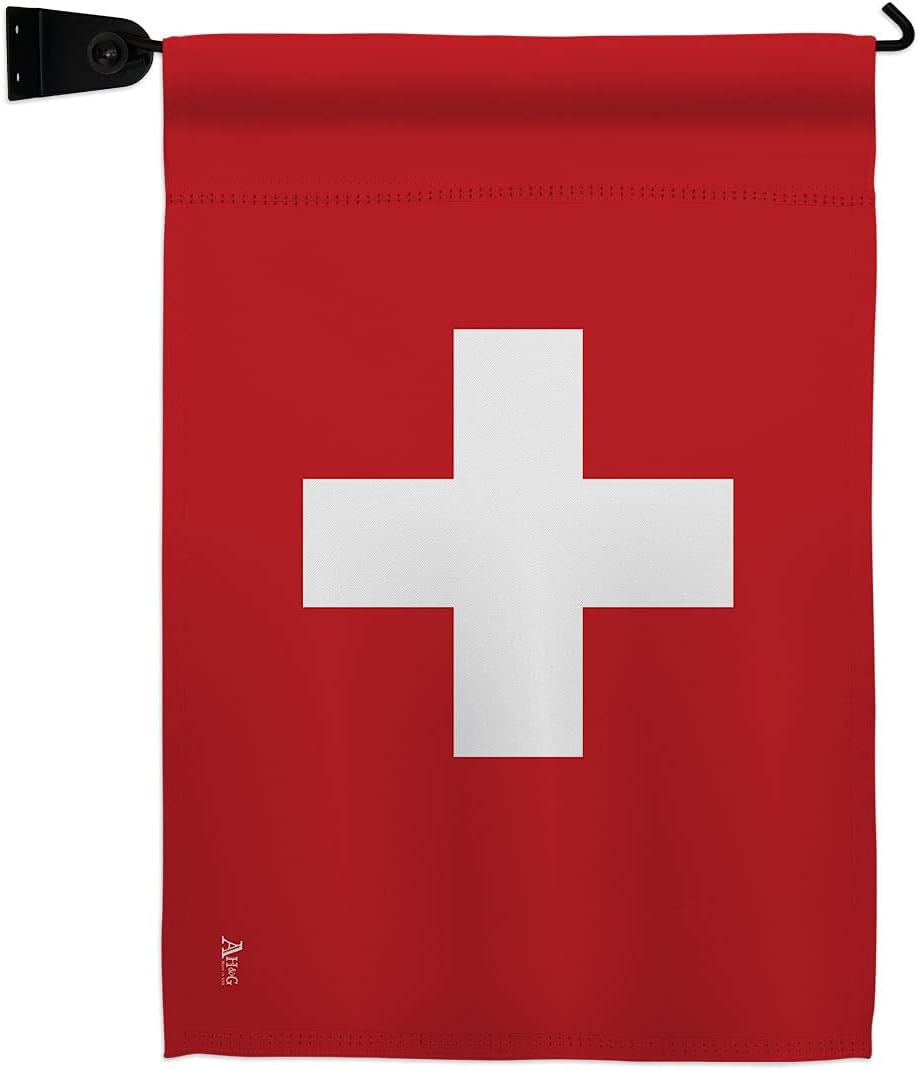 Switzerland Garden Flag Set Wall Hanger Regional Nationality Nation International World Country Particular Area Small Decorative Gift Yard House Banner Made In USA 13 X 18.5