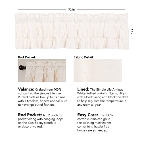 Vhc Brands 51984 Simple Life Flax Antique White Farmhouse 16 Inchx72 Inch Valance Rod Pocket Cotton Linen Blend Solid Color Hanging Loops Kitchen Window Curtains thumb #6