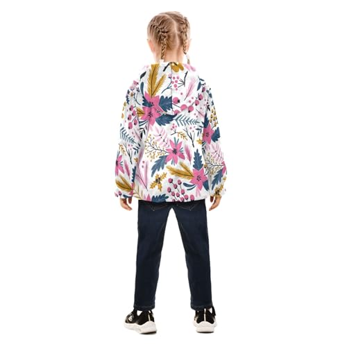 OTVEE Christmas Florals Berry Kids Hoodie Jacket Fall Spring Full Zip Warm Outwear Coat4