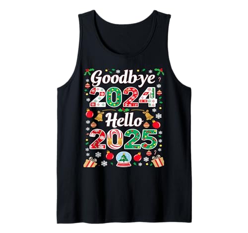 Adiós 2024 Hola 2025 Feliz Navidad Feliz Año Nuevo 2025 Camiseta sin Mangas