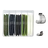 30pcs Señuelos de Pesca de Gusanos con Caja de Pesca, 20pcs Ganchos de Pesca, Cebo de Goma Suave para Pesca, Accesorios de Pesca en el Mar para Carpa, Lubina, Lucio, Trucha, Agua de mar, Agua Dulce
