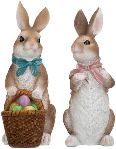 Wenqik 2 Pcs Large Easter Bunny Decor 12 Inch Outdoor Bunny Statu...