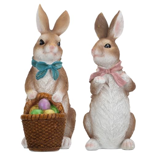 Wenqik 2 Pcs 12 Inch Large Easter Bunny Figurines Resin