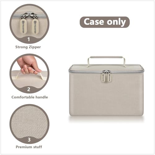 Image of Digital Hand Mixer Carrying Bag for KitchenAid 5 /6 / 7 /9 Ultra Power Speed Hand Mixers, Portable Travel Storage Case Bag with Handle for Kitchen Aid Mixer Accessories (Box Only) (Beige)