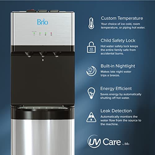 Brio 500 Reverse Osmosis 4 Stage Bottleless Water Cooler Dispenser, Self-Cleaning, Hot & Cold, Child Safety Lock, Digital Display, Stainless Steel #TOP2