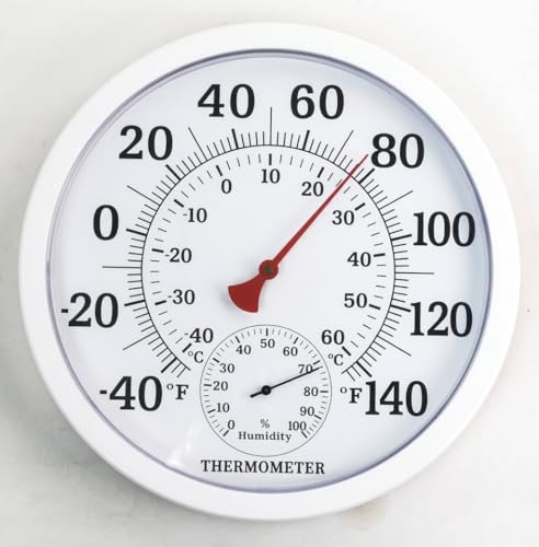 Thermomètre extérieur et intérieur géant de 25,4 cm avec hydromètre mural étanche