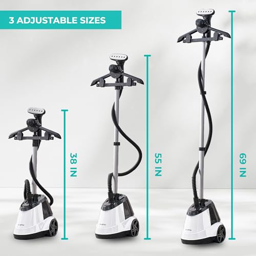 True & Tidy® Commercial Garment Steamer – Heavy Duty 1800W for Home & Commercial Use, 90+ Min Continuous Steam, Large 2.9L Tank, Wheels (X5A White Auto-Off, Smart Commercial Garment Steamer) - Thumbnail 2